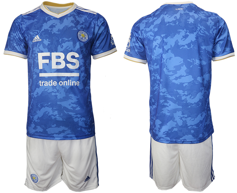 Men 2021-2022 Club Leicester City home blue blank Adidas Soccer Jersey->leicester city jersey->Soccer Club Jersey